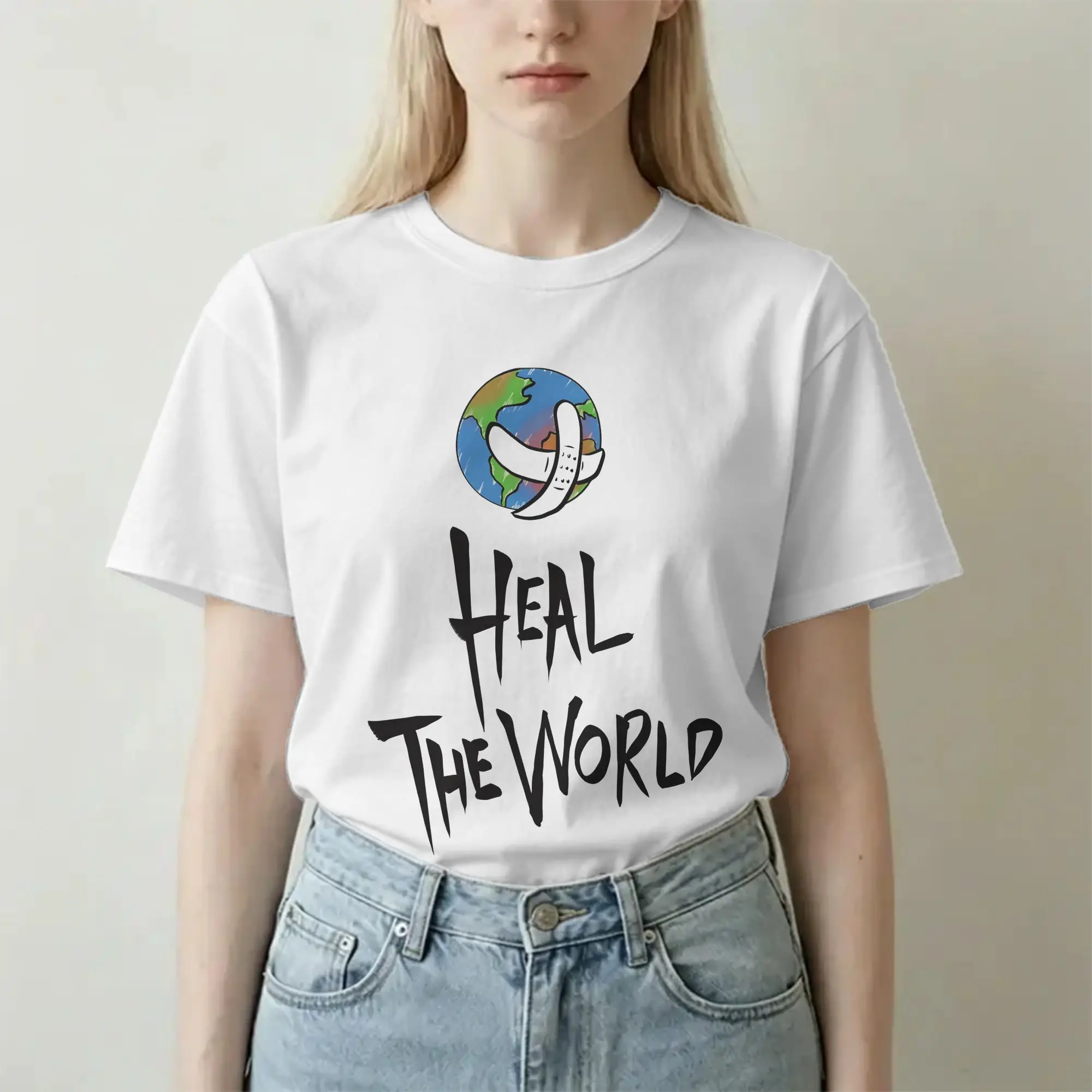 Heal The World MJ Signature T-Shirts for Men Women  Vintage 100% Cotton Tee Shirt Crew Neck Short Sleeve T Shirt Unique Clothes