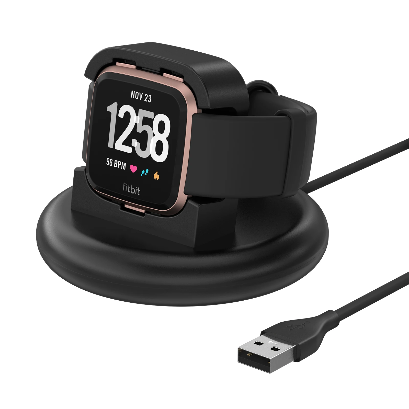 125cm Smart Watch Charger Cable Holder For Fitbit Versa/Versa Lite Charger Stand Charging Cable Dock Station Base with USB Cord