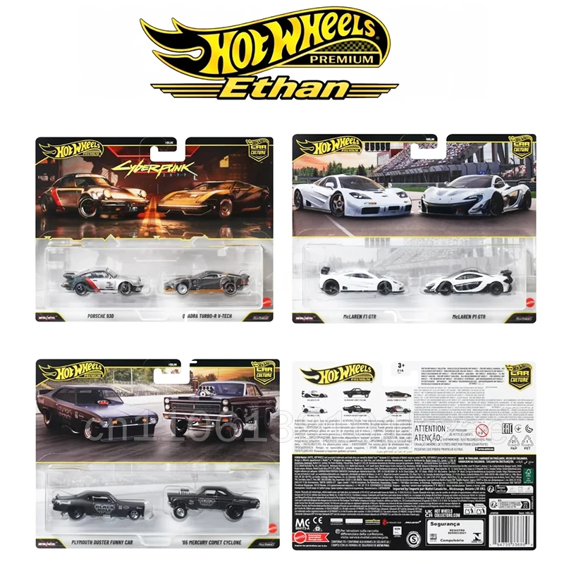 ホットウィール-合金ダイキャストカーモデル-プレミアムカーカルチャー-2パック-サイバーパンク-ポルシェ930-マクラーレンf1-gtr-コレクタブルビークル-hbl96