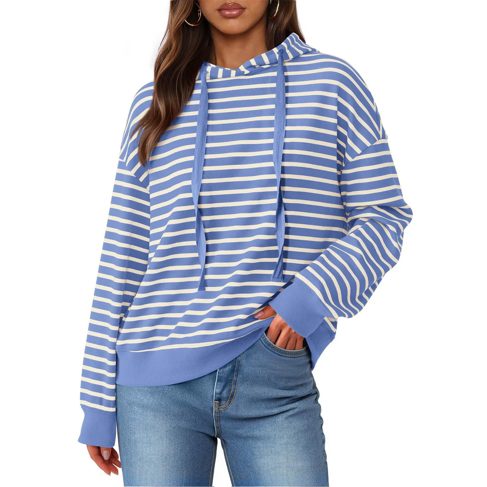 المرأة مخطط مقنعين الرياضة تي شيرت غير رسمي البلوز Y2k الملابس بلايز المرأة Ropa Mujer الأعلى الأنثوية Roupas Femininas جديد