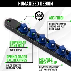 Organizador de enchufes giratorio de 360 grados, 1/4 pulgadas, 3/8 pulgadas, 1/2 pulgadas, Clip de calidad Premium, soporte de riel, herramientas organizadoras de enchufes, 1 piezas