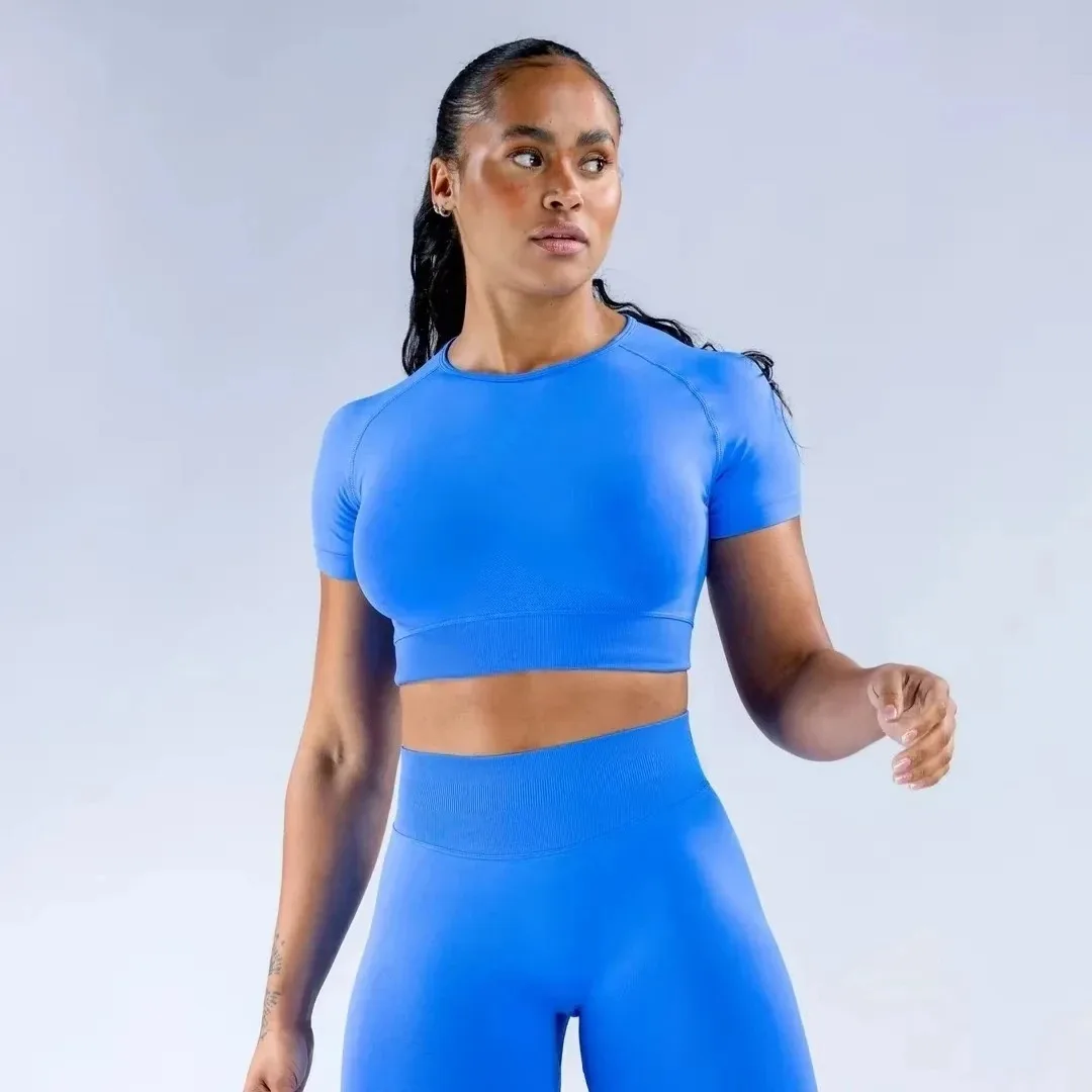 DFY Impact Укороченный топ для бега с короткими рукавами Спортивный топ Рубашки для йоги Блузки Блузки