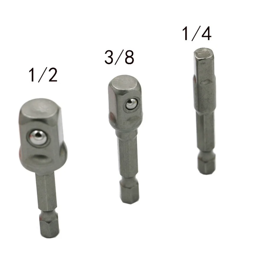 Connecteur d'extension de douille à impact carré, adaptateur hexagonal, foret électrique, embouts, 3 pièces