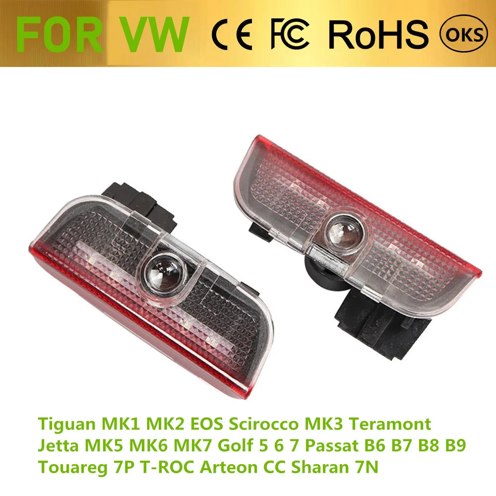 

2Pcs LED Car Door Welcome Light Courtesy Projector Lamp for Golf 5 6 7 GTI GTD GTE Logo Tiguan Arteon CC Passat EOS MAGOTAN