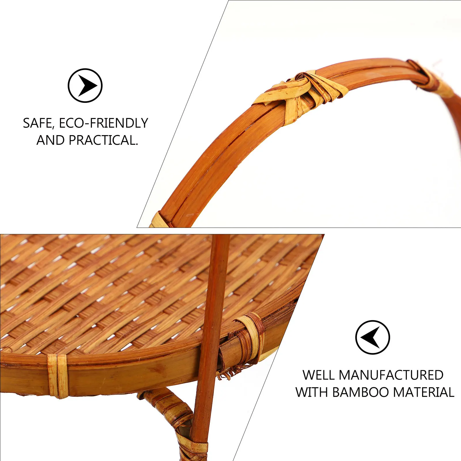 

Bamboo Woven Fruit Dessert Basket Serving Tray Storage Organizer Kitchen Snack Stand Decorative Food Basket