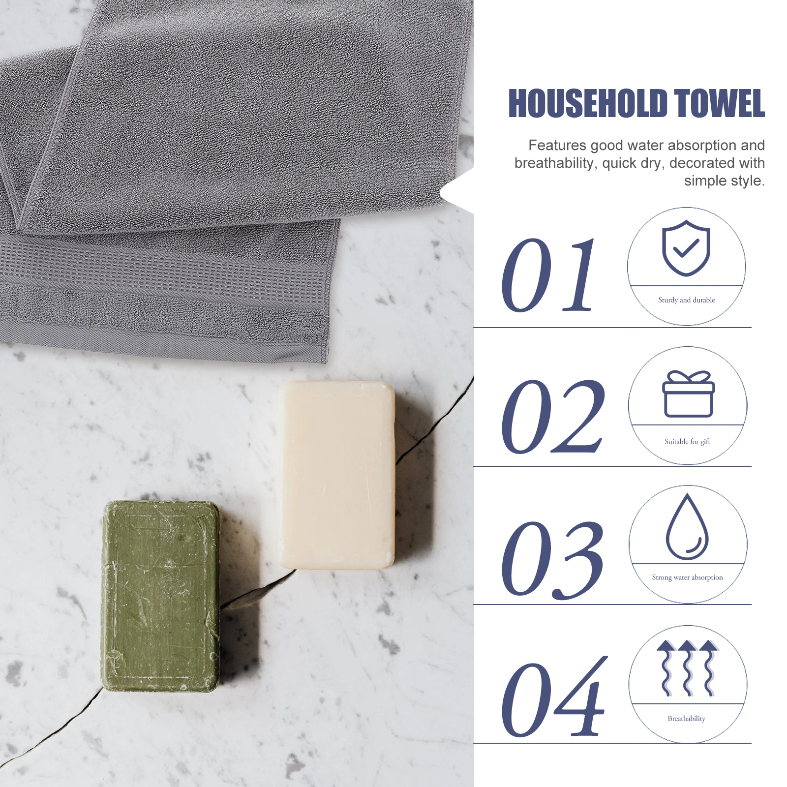 

Household Cotton Washcloth Thickened Water Absorbent Durable Towel for Bath Spa Gym Skin Friendly Face Towel Bathroom Washcloth