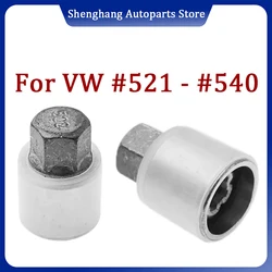 1Pcs #521-#530 For VW Touareg Sharan Beetle Phaeton Tiguan CC Scirocco Car Tire Anti-Theft Screw Removal Tool Socket Key Sleeve
