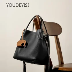 YOUDEYISI  Leather Bucket Bag Niche First Layer Cowhide Retro Single Shoulder Oblique Span Women's Bag Vegetable Basket Handbag