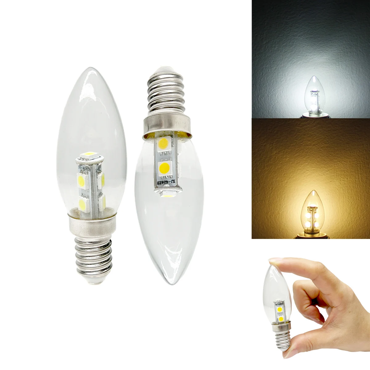 E14 C25 LED Candle Light Bulbs 5050 SMD 7LEDs 3W Glass Shell Cold Warm White Replace 20W Halogen Lamps For Home Bedroom Decor