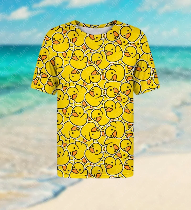 Summer Cartoon Yellow Duck T-Shirt Men Kids Casual Oversized Streetwear Boys girls 3D Printed Tees Tops Short Sleeve Clothing