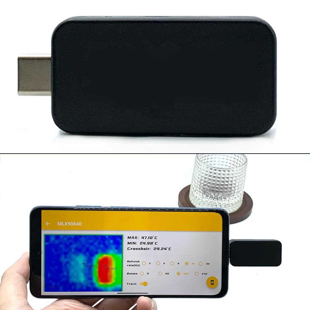 MLX90640 Thermal Imager 32x24 Resolution For Android Type-C Temperature Detector -40 To 380C With APP Support