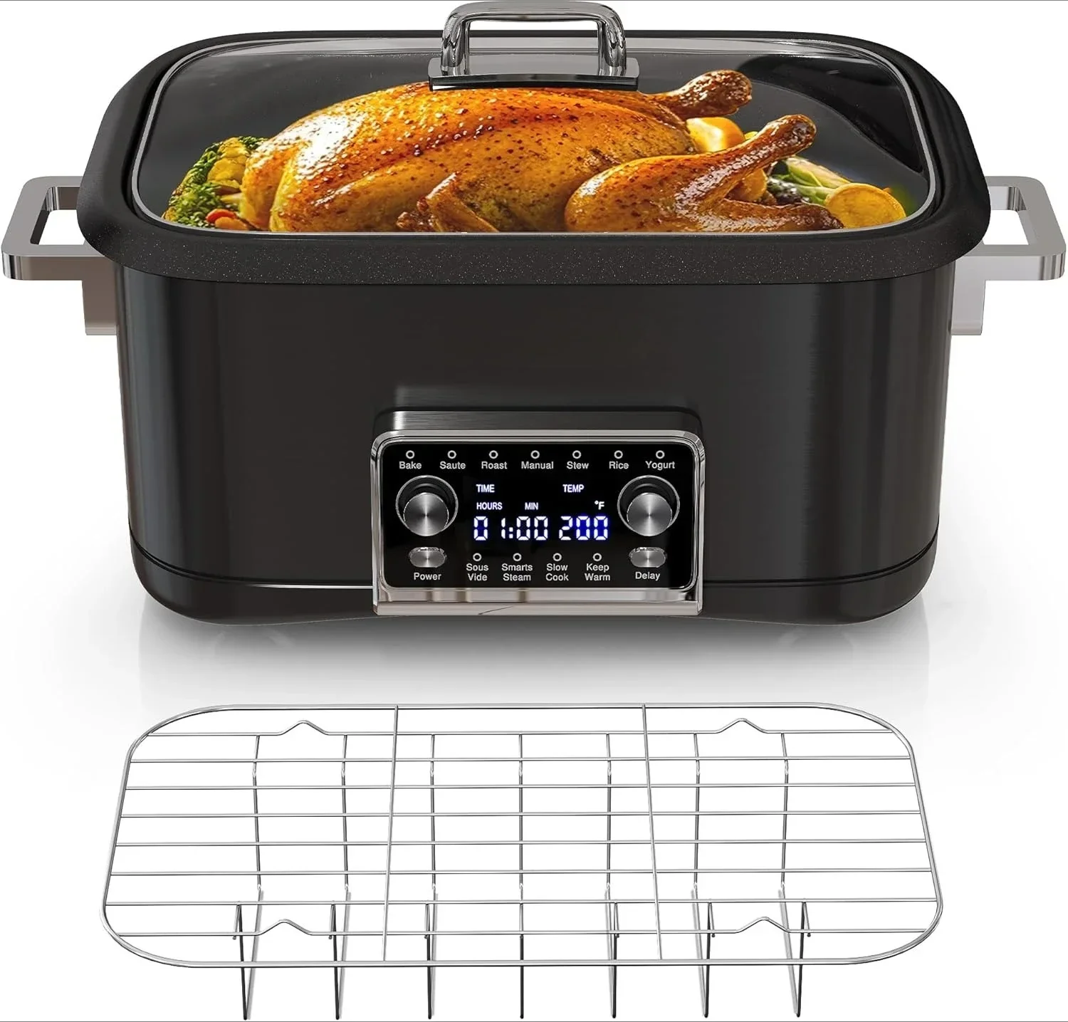Hot Sales12-in-1 Programmable Slow Cooker Roaster Oven, 8 Quart Digital Multi-Cooker Food Warmer With Timer, Temp Control & Auto