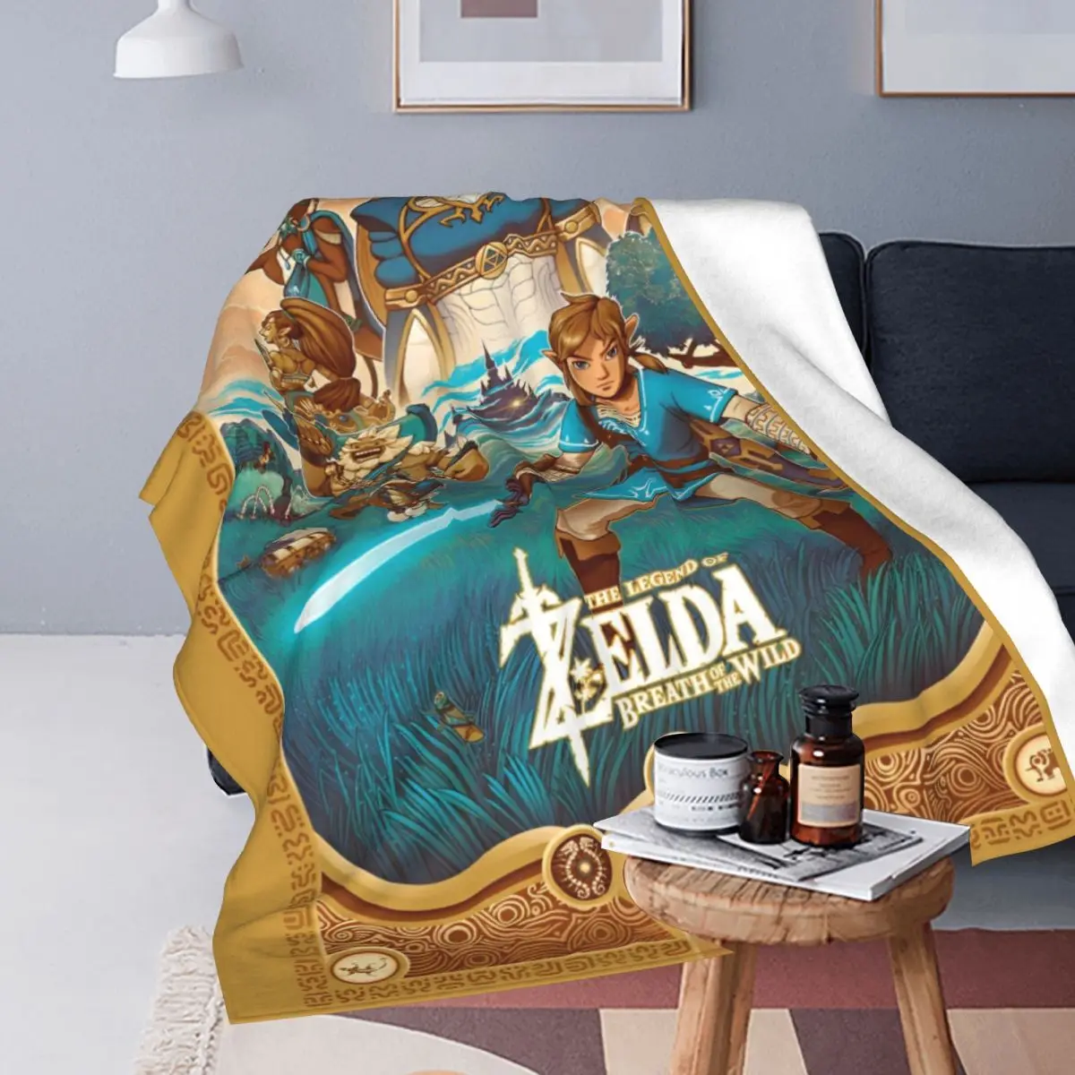 Game Z-Zelda Link Cartoon Blankets Fleece Spring Autumn Breathable Lightweight Throw Blankets for Bed Bedroom Bedding Throws