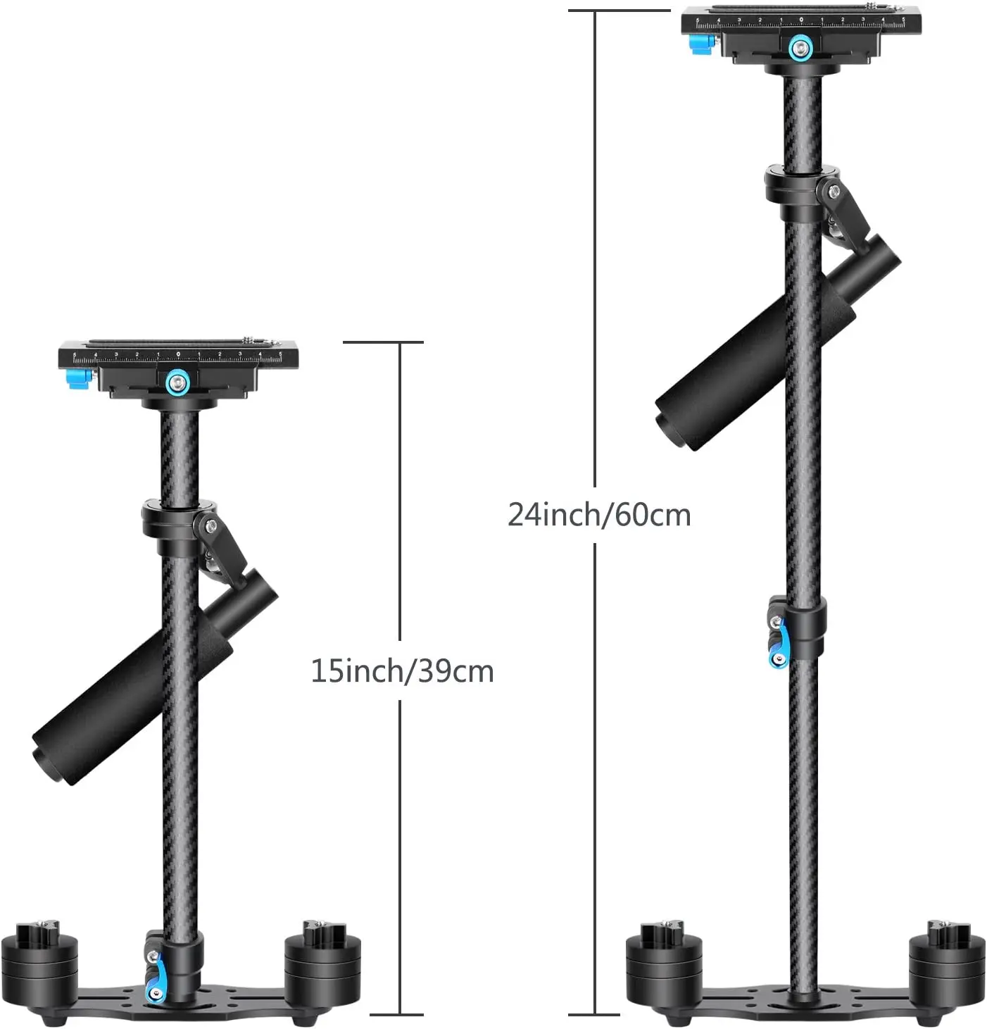 Neewer Carbon Fiber 24 inches/60CM Handheld Stabilizer with 1/4 3/8 inch Screw Quick Shoe Plate for Canon Nikon Sony and Others