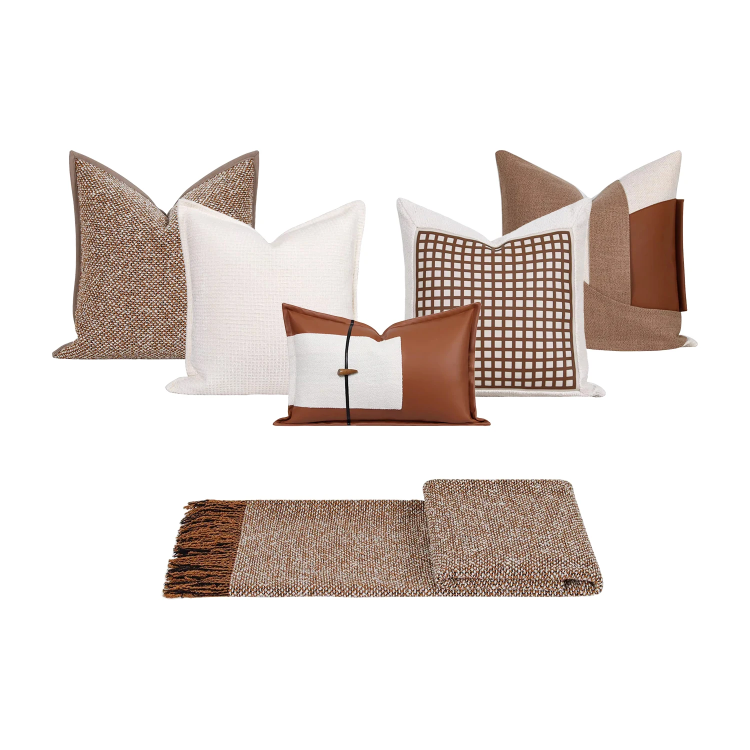 RUIYI Light Luxury Style Coffee-Colored Series Combination Throw Pillows for Living Room Sofa Decoration Pillowcases