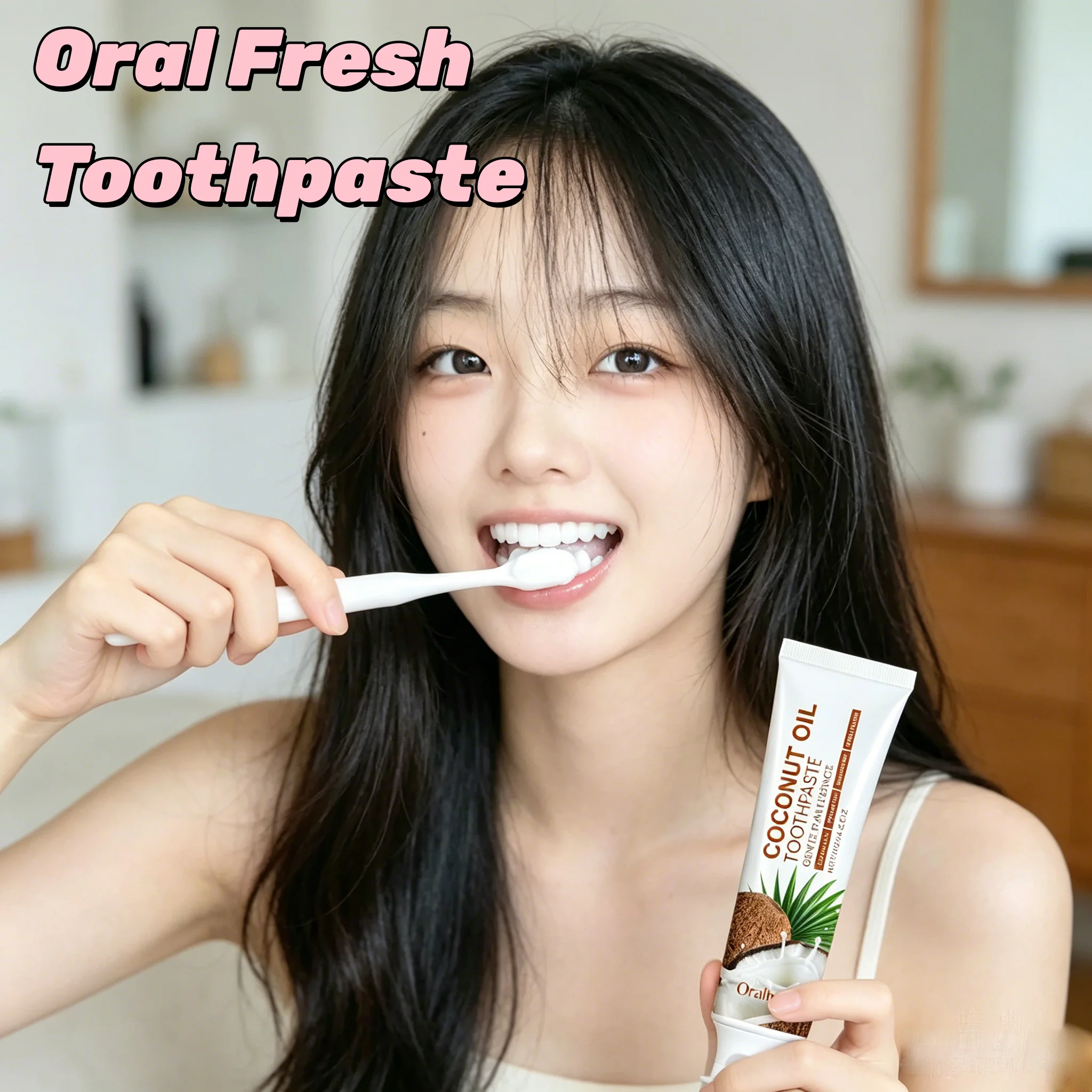 Natural Coconut Oil Toothpaste Teeth Whitening Remove Smoke Tea Coffee Stains Fresh Breath Gum Care Fluoride Free Oral Care