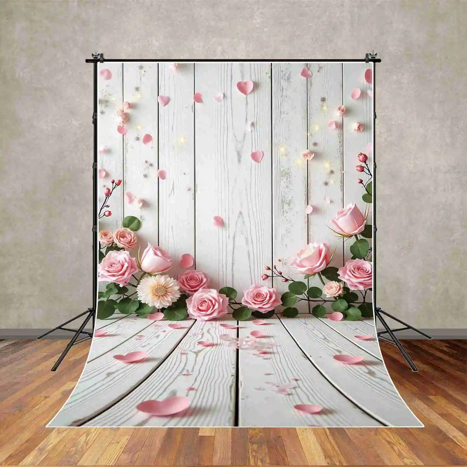 ดวงจันทร์. QG ดอกไม้ฤดูใบไม้ผลิไม้ Plank พื้นหลังการถ่ายภาพ Bokeh Blue Garden Photocall ฉากหลังเด็กสตูดิโอ Photozone อุปกรณ์เสริม