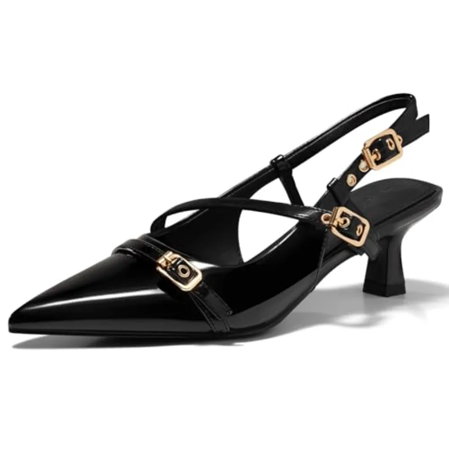 

Coutgo Women's Slingback Kitten Heel Pointed Toe Pumps
