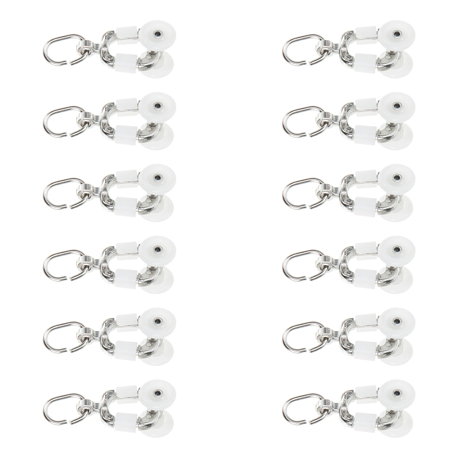 

12pcs Curtain Track Pulley Stainless Steel Plastic Sliding Wheel Home Window Shades Easy Install Practical Use