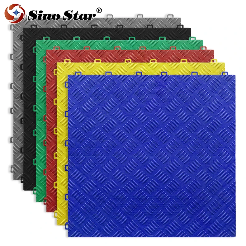 S1.8RH Flooring Tiles 100% new PP 7T/㎡ Anti-slip pvc Flooring for Carwash Parking Floor Tiles Pattern Tile 400*400*18mm for Car