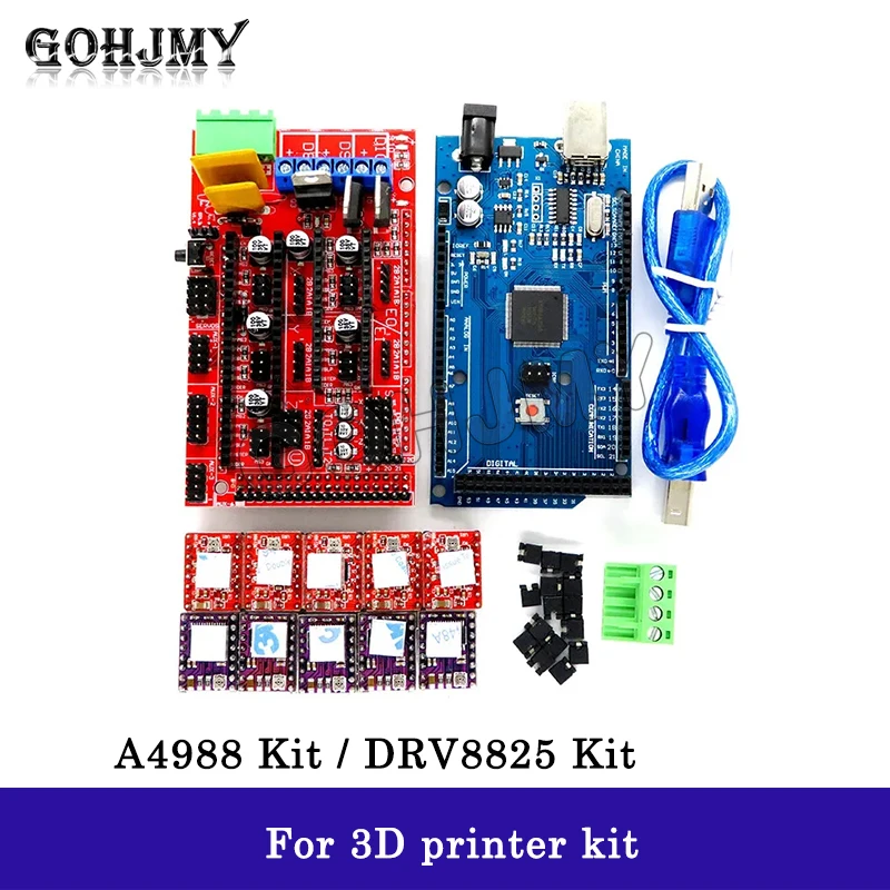 3D Printer 1x Mega 2560 R3 + RAMPS 1.4 control panel+ 5pcs DRV8825 / A4988 Stepper Motor Drive Carrier Reprap for 3D printer kit