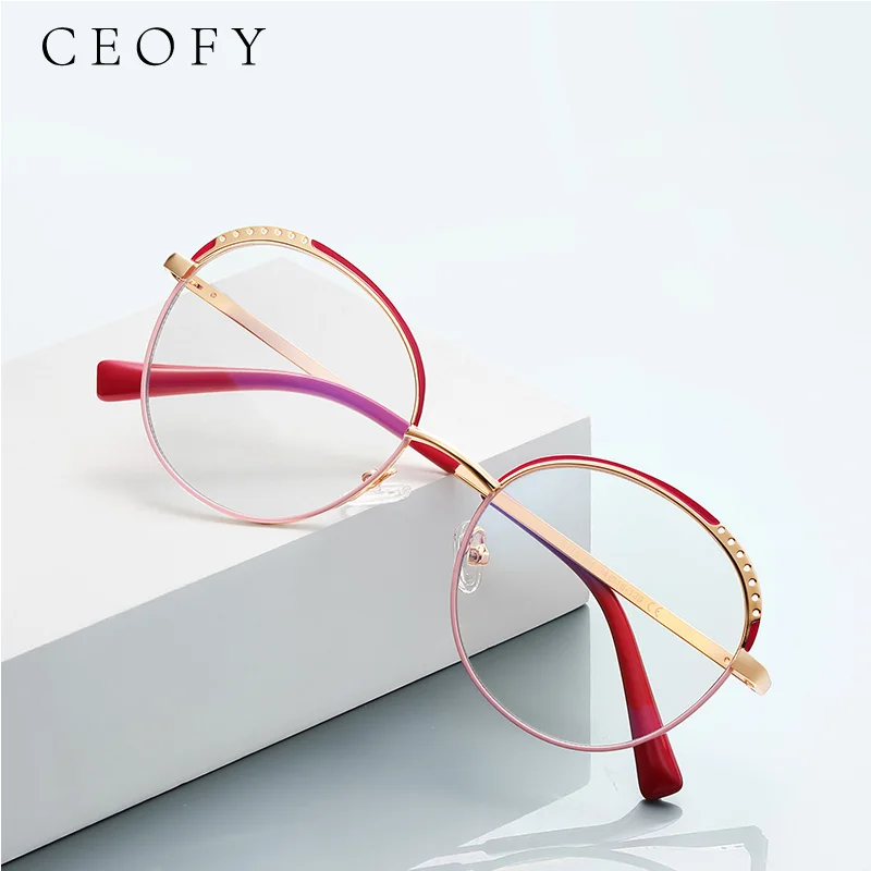 Ceofy Women Fashion Round Eye Myopia Eyeglasses Frame Optical Vintage Prescription Glasses Frame New Arrival 2001