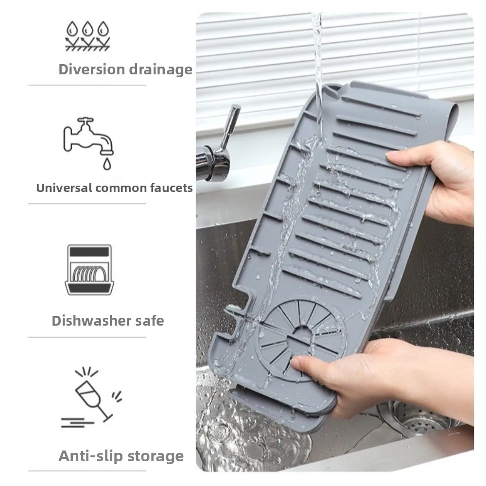 

Silicone Sink Splash Pad Large Size Non-Slip Faucet Drip Mat Countertop Protector Single Side Drain Drying Pads for Kitchen Sink