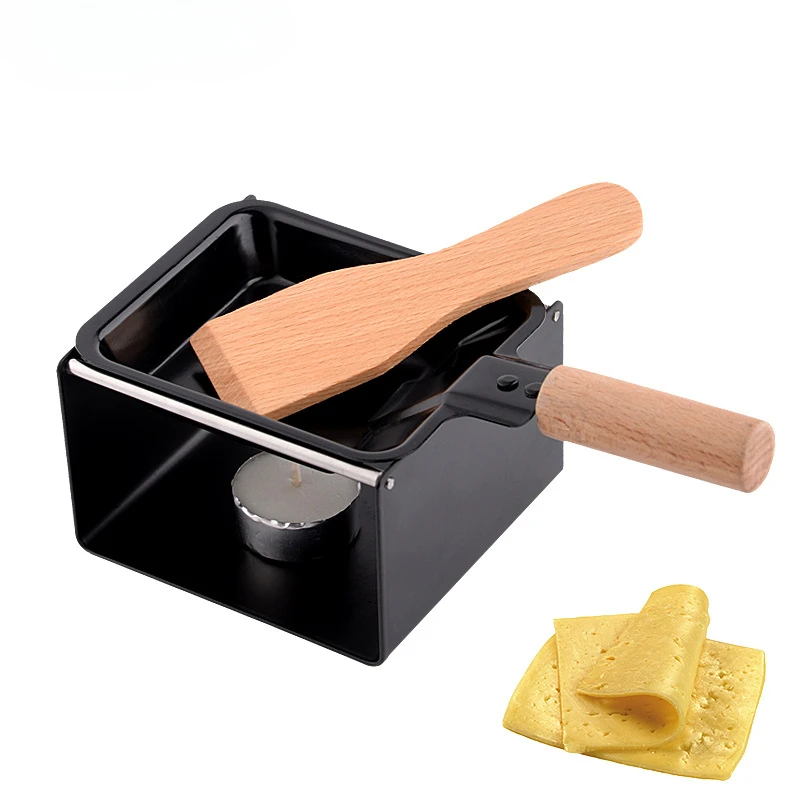 Small Portable Cheese Raclette Set with Handle - Candlelight Cheese Melter Pan, Spatula Included, Perfect for Dinner Parties