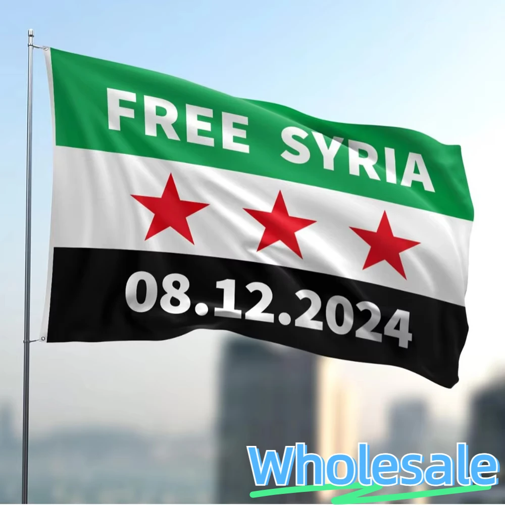 Wholesale Syria Flag， 90x150cm, Syria Revolution， Syria Free People's Flag Hanging, High Quality 100% Polyester Flag Decoration