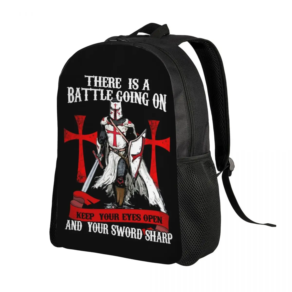 Templar Shield Cross Medieval Warrior Sword Backpack for Water Resistant College Knights Templar Deus Vult Bag Print Bookbag