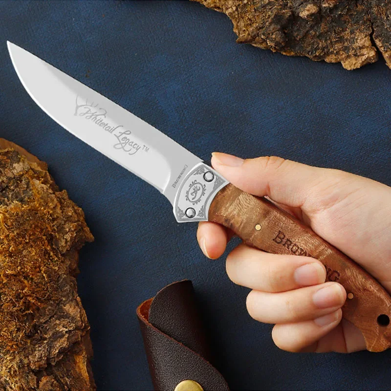 

2024 Tactical Knife for Men Hardness Survival Self Defense Portable High Knife for Hunting&Fishing Pear Wood Handle