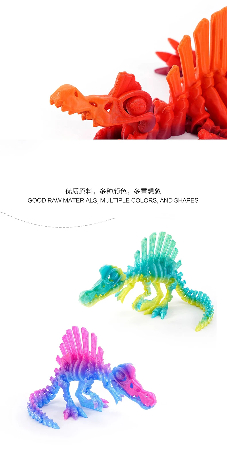 3D-Gedrucktes Rückengriff-Drachen-Ornament Dinosaurier-Serie Lustiges Ornament Handgefertigtes Skelett-Simulations-Ornament – Detail 2