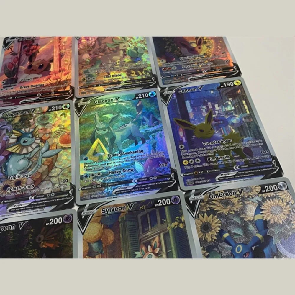 DIY Self Made Pokemons Eeveelution Refractive Flash Card Anime Color Flash Peripheral Game Collection Card Holiday Gift