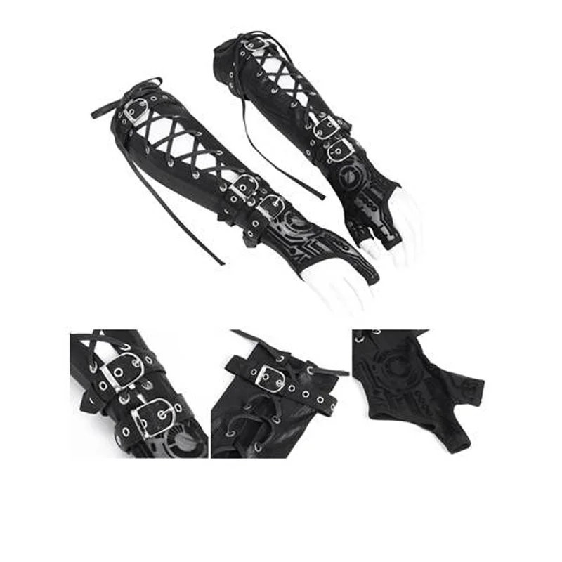 2025 Devil Fashion Gothic Punk Cross Tie Rivet Strap Men's Arm Cover, Men's gloves Neutral arm sleeves