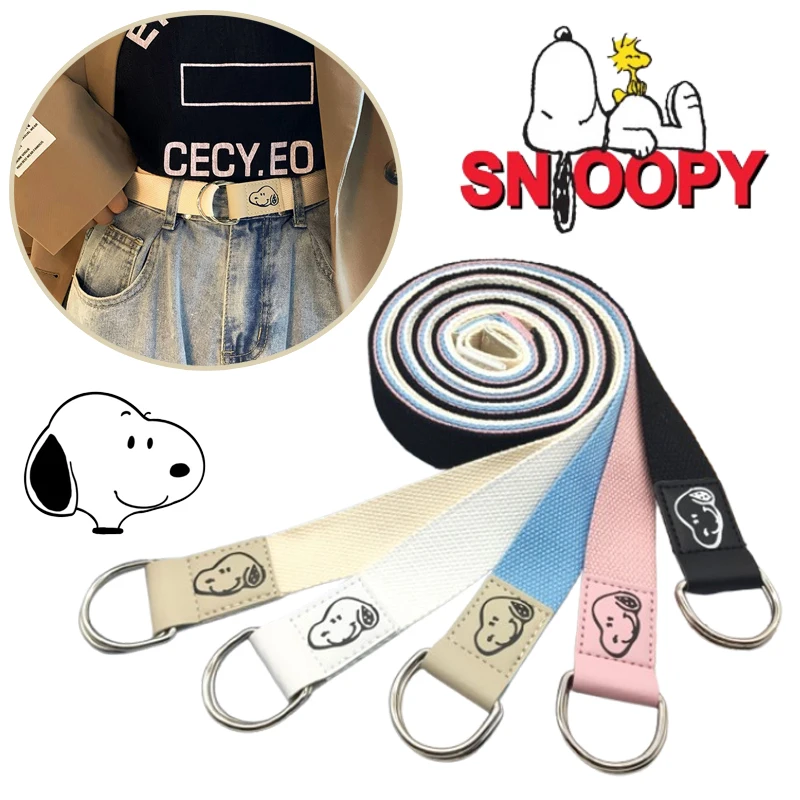 

120 см холщовый ремень Snoopy, женские повседневные джинсы, брюки, ремни с героями мультфильмов, аниме, женский креативный портативный спортивный ремень на открытом воздухе, подарок без перфорации