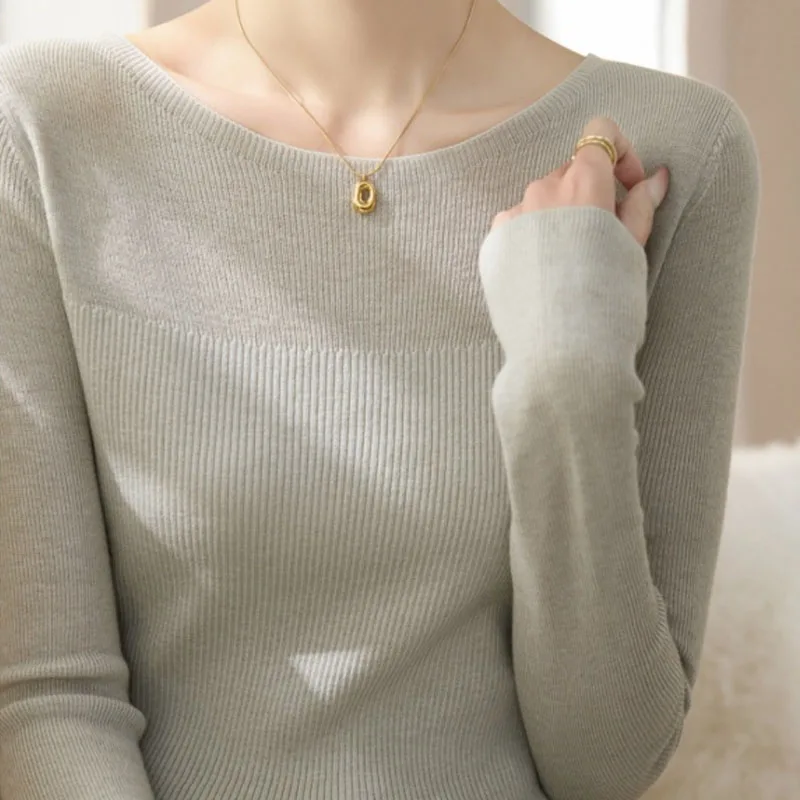 

Вязаный свитер, женские пуловеры, новый черный вязаный свитер с длинным рукавом и разрезом на шее, пуловер, женские топы, свитера Sueters De Mujer Q995