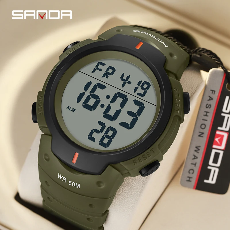 

SANDA Fashion Outdoor Sport Watch for Men Multifunction Watches Alarm Clock Chrono 5Bar Waterproof Digital Watch reloj hombre