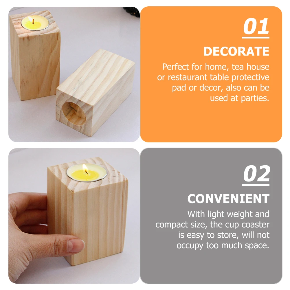 

3 Pcs Holder Candlestick Tealight Holders Rustic Wedding Decor Decorations Table Wooden Centerpieces Candlesticks