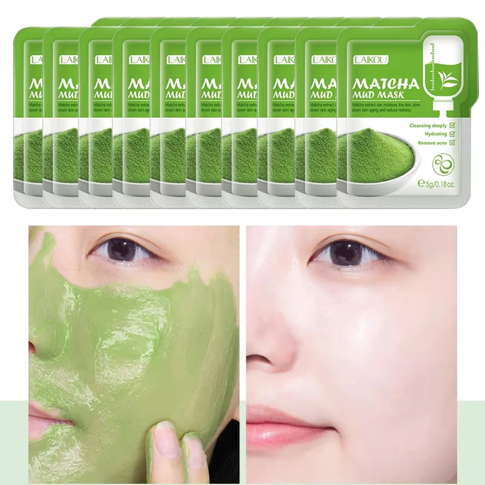 

Green Matcha Mud Mask Blackhead Remover Acne Treatment Deep Cleaning Shrink Pores Oil Control Exfoliating Anti-Aging Skin Care