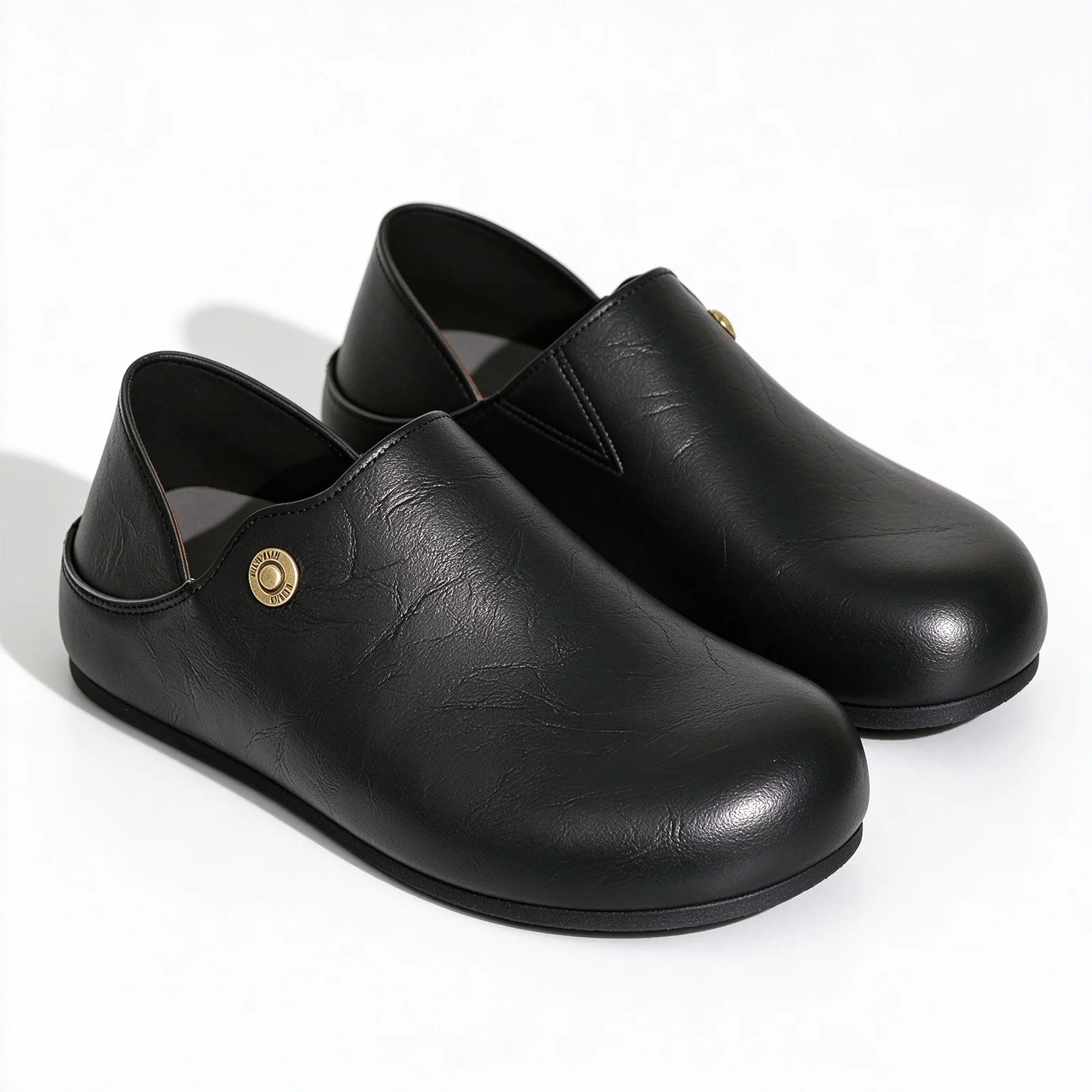 Vintage Two-Way Wear Closed-Toe Half-Slip Leather Shoes for Men, Slip-On Mules with Heel That Can Be Stepped On, Soft Leather Wide-Toe Flat Casual Slippers, Versatile Loafers for Commuting