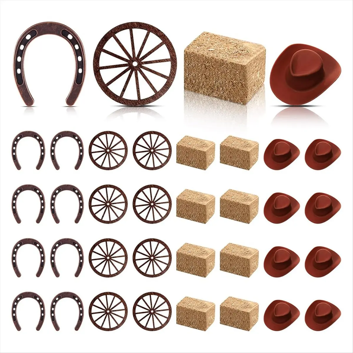 HITL 32 Pieces Western Party Decorations for Cowboy Girls Vintage Western Horseshoe RaceDerby Party Supplies