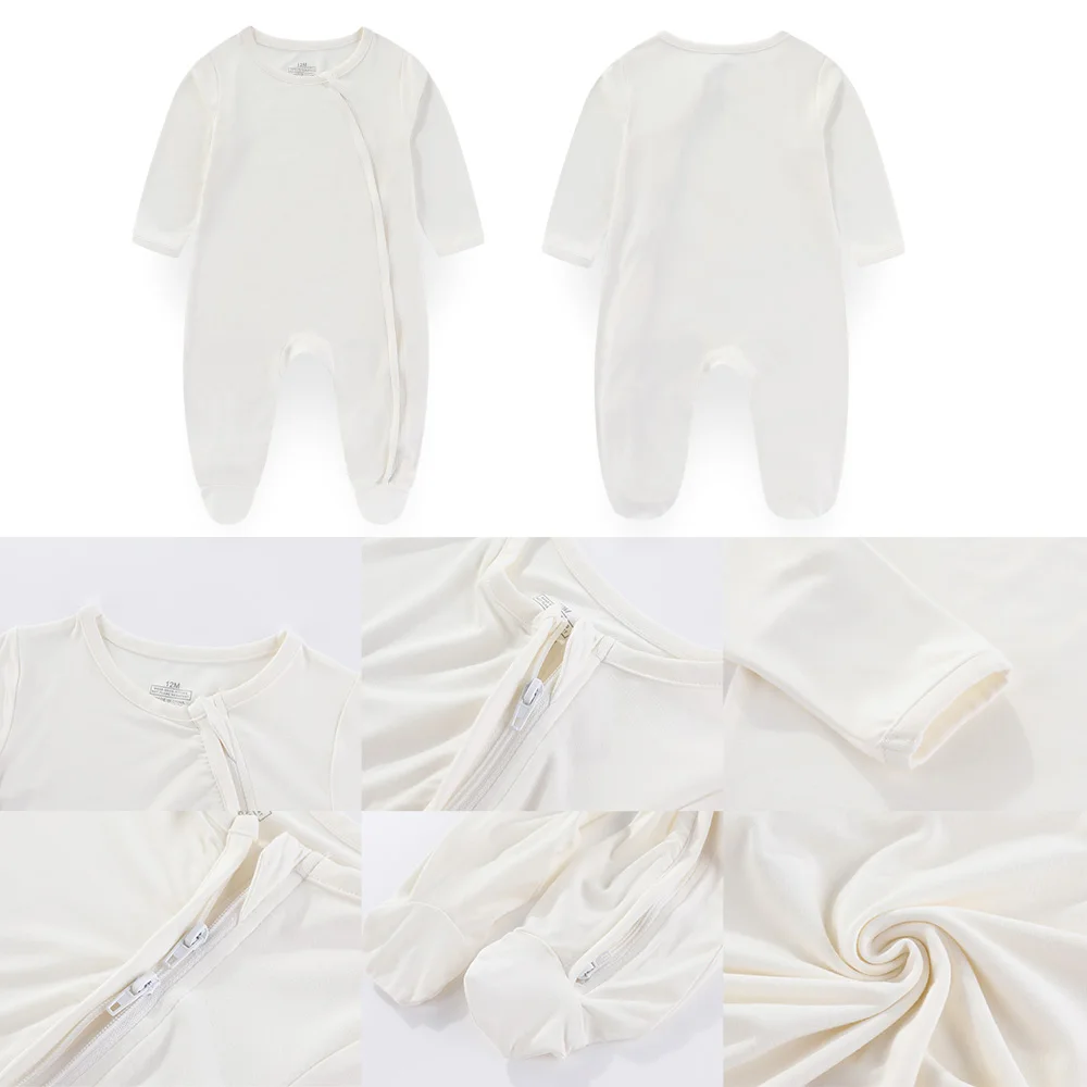 Newborn Baby Solid Color Long Sleeved Jumpsuit 100% Cotton Baby Wrap Feet 0-12 Months Unisex Baby Pajamas soft And Comfortable