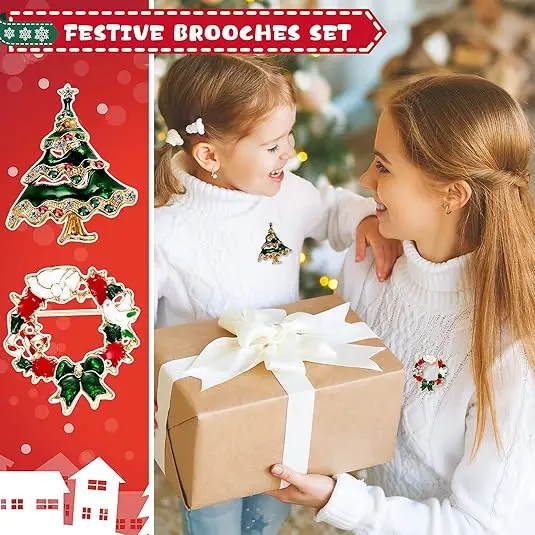 Nieuwe Mode Luxe Prachtige Kerst Broche Pin Sneeuwpop Kerstman Boot Garland Sieraden Geschenken Kerst Decoratie Broches