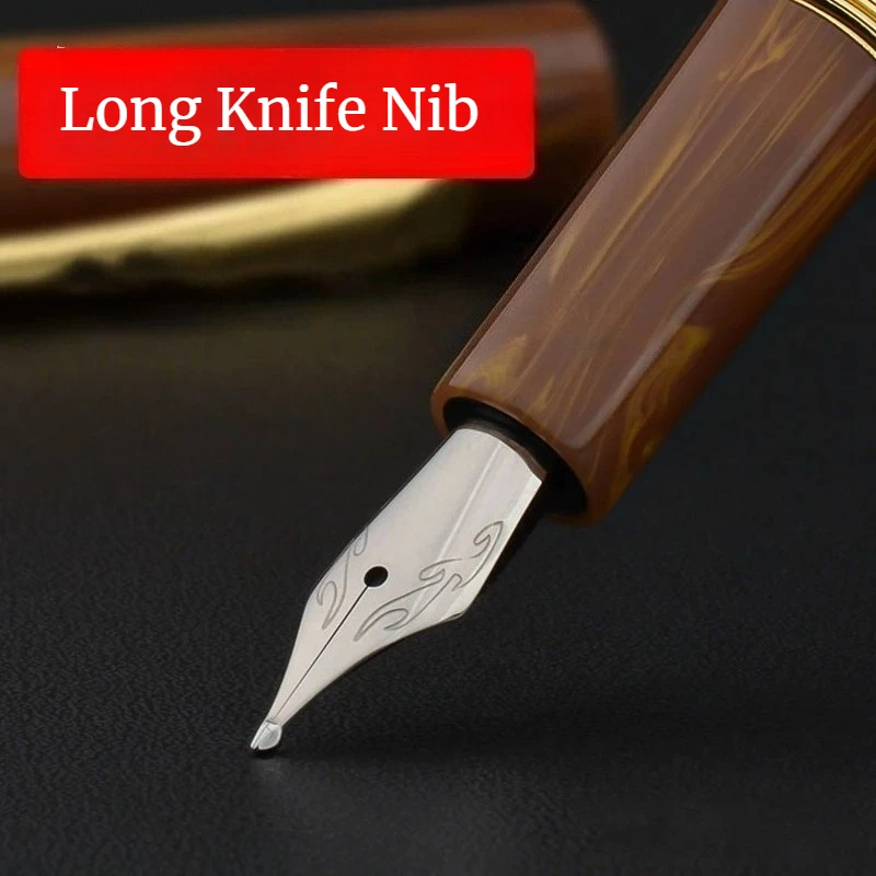 

Wingsung A-9658 Acrylic Extremely Thick Hand-made Grinding Polished Thick Fountain Pen 1.0MM Nib Long Knife Business Writing Pen
