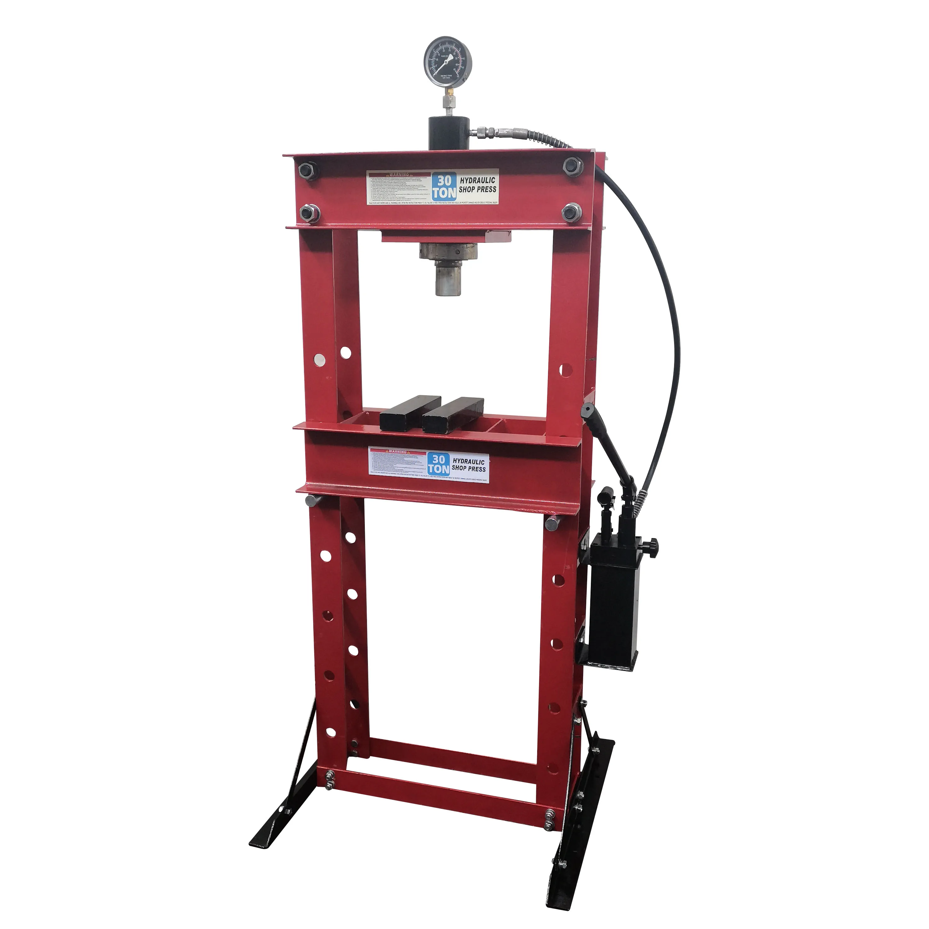 30-тонный напольный гидравлический пресс с двойным насосом и H-образной рамой и манометром