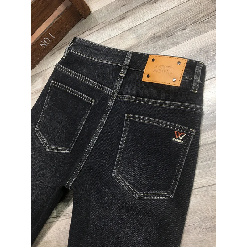 جينز صوف دافئ عالي الجودة للرجال 2025 شتاء جديد عصري ومريح ومتعدد الاستخدامات سروال تنحيف مرن #6