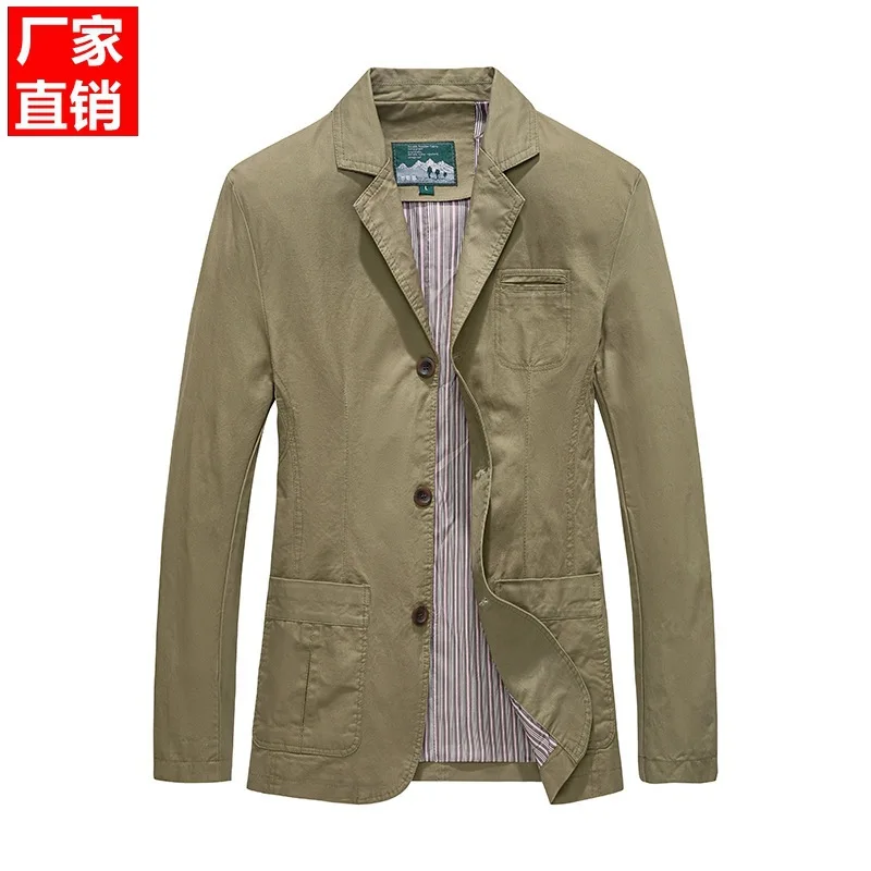 Spring Autumn Cotton Casual Blazer Men's Plus Size Jacket Outerwear