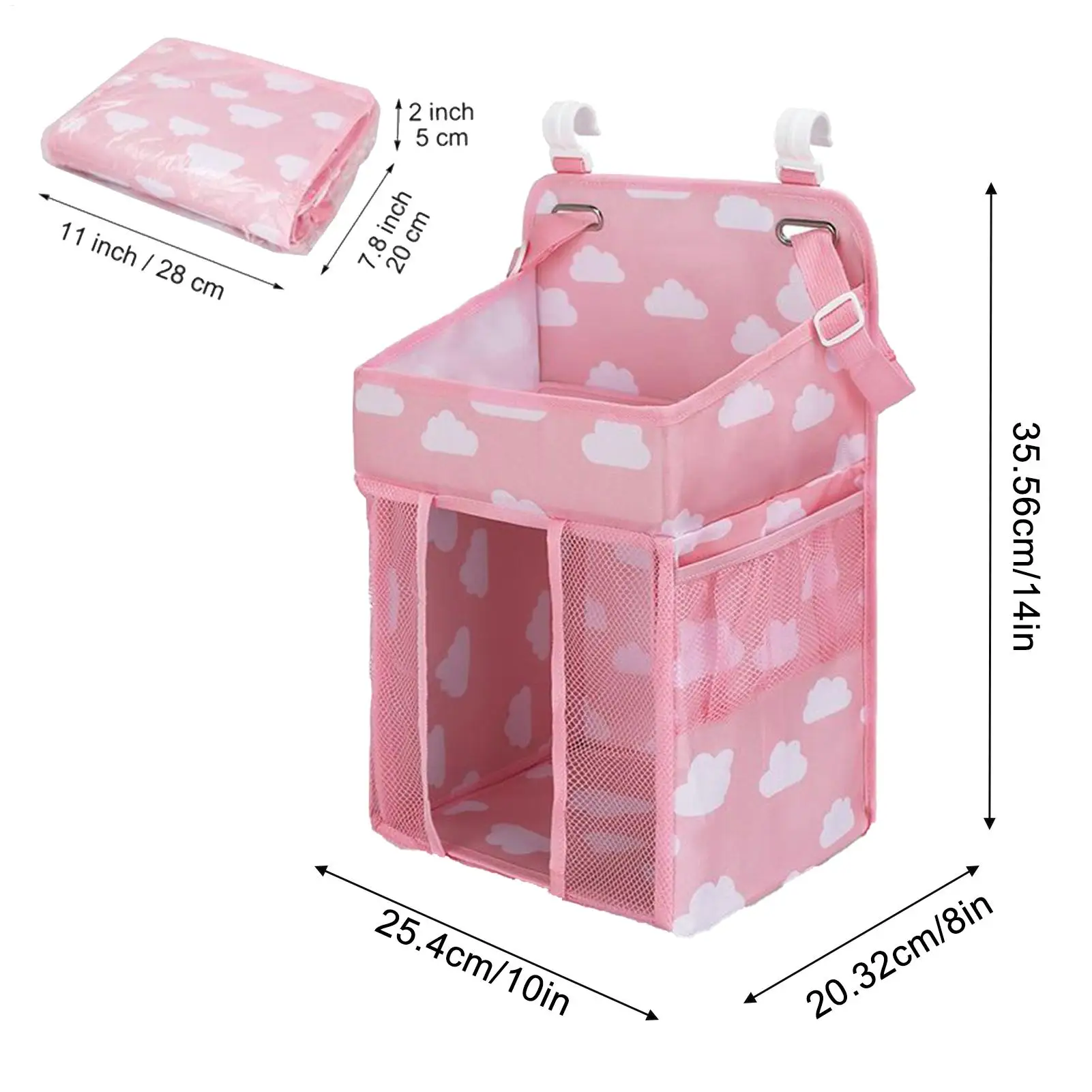 شماعات حفاضات منظم مقاوم للماء قابل للتعديل متعدد الجيوب تخزين ثابت أسرة حامل حفاضات الطفل مكدس لحضانة باب الحائط #6