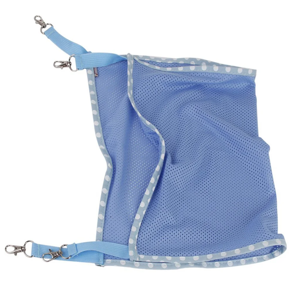 أرجوحة شبكية للقطط، سرير نوم للحيوانات الأليفة، وسادة قفص معلقة على شكل حيوان، مقاس L، أزرق قابل للتنفس، متين، سهل التركيب، مشابك زنبركية