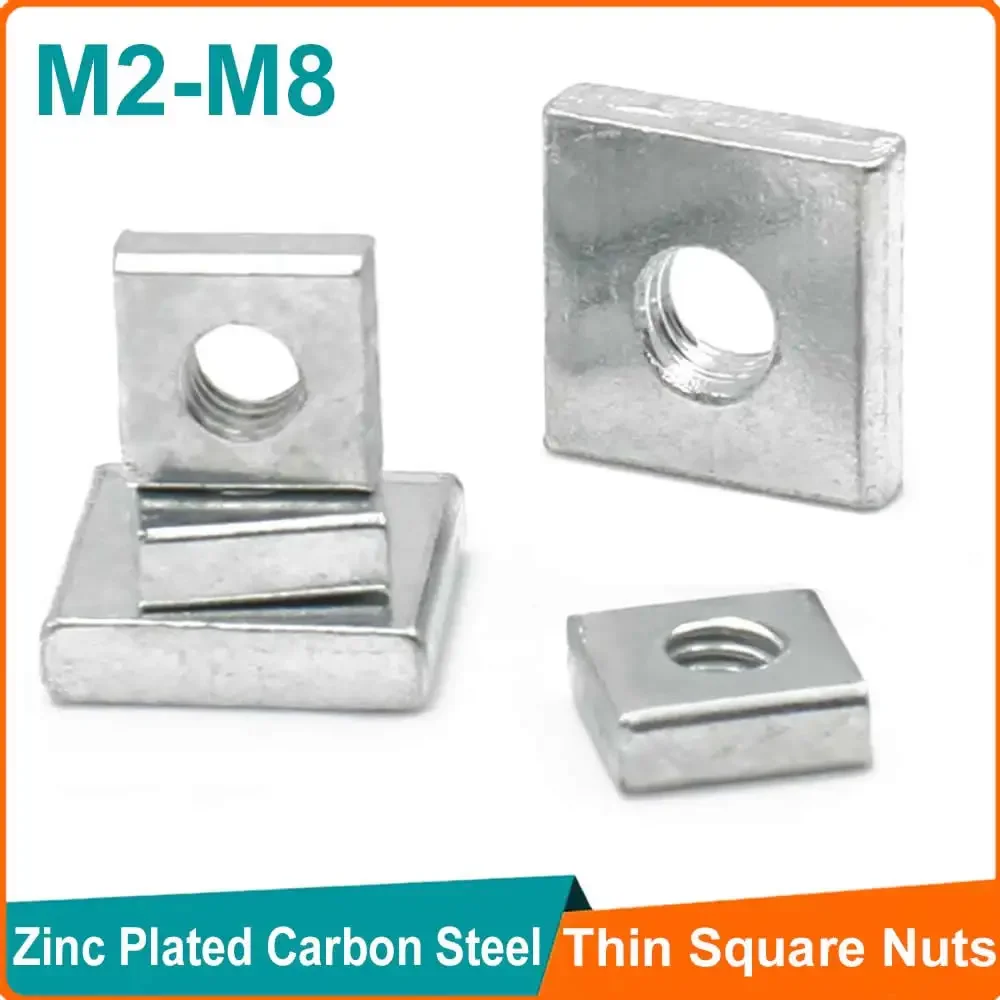 5-50 piezas de acero al carbono galvanizado M2 M3 M4 M5 M6 M8 bloque deslizante de tuercas cuadradas finas para accesorio de per